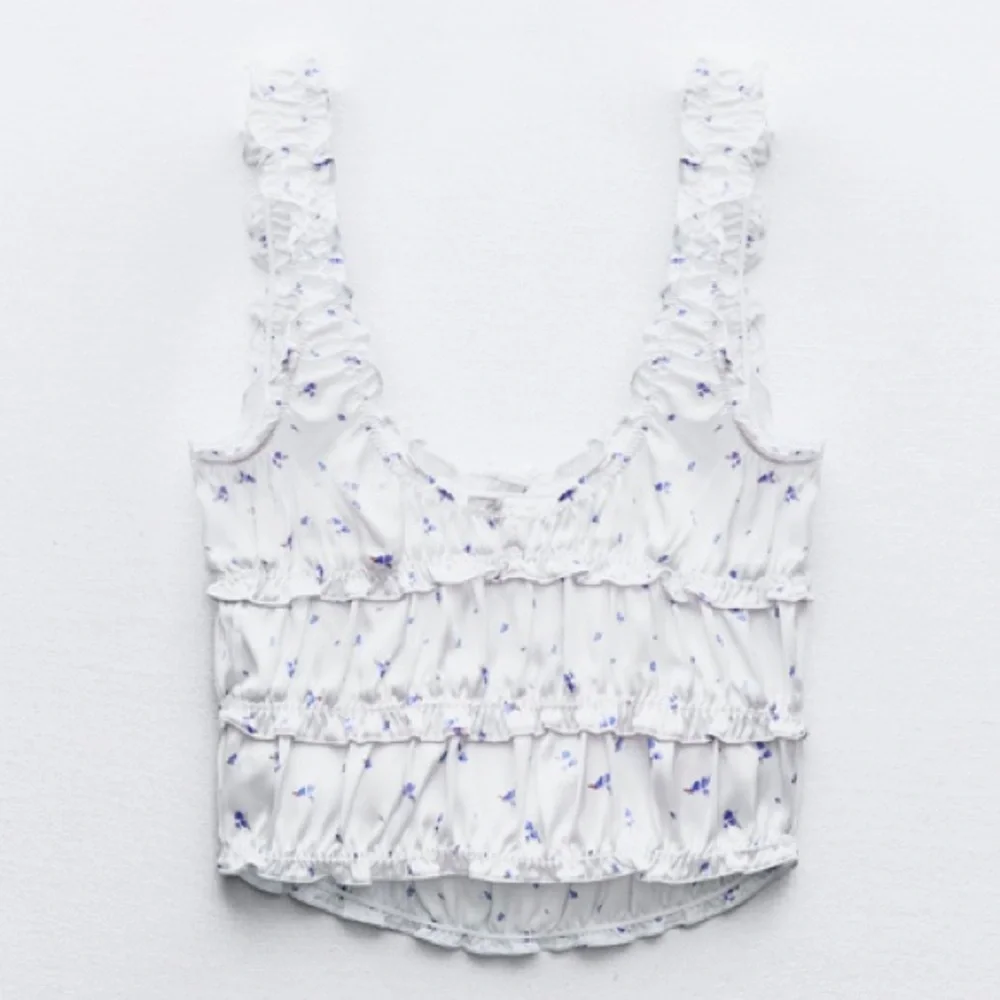 Zara Ruffled Satin Effect Top | Floral Print - Picture 3 of 6